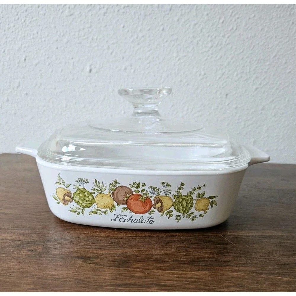 Vintage Corning Ware L' Echolate 1 Quart Corning Ware Casserole Dish with Lid